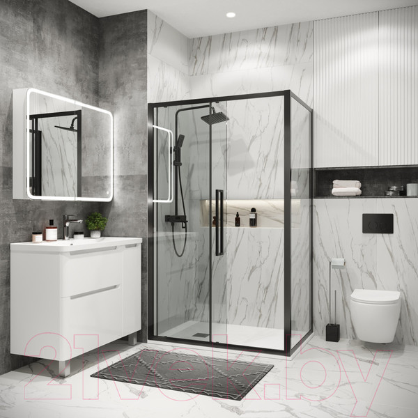 Изображение товара Душевой уголок Grossman Cosmo 110x80x195 / 120.K33.02.1180.42.00 (графит сатин/стекло прозрачное)