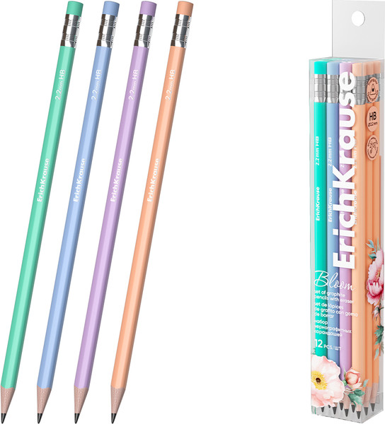 Изображение товара Набор простых карандашей Erich Krause Pastel Bloom / 60721 (12шт)