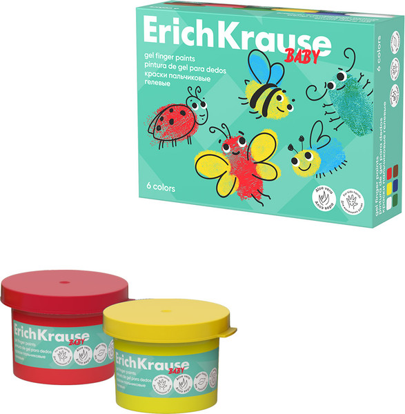 Изображение товара Пальчиковые краски Erich Krause Baby с Алоэ Вера / 61398 (6цв)