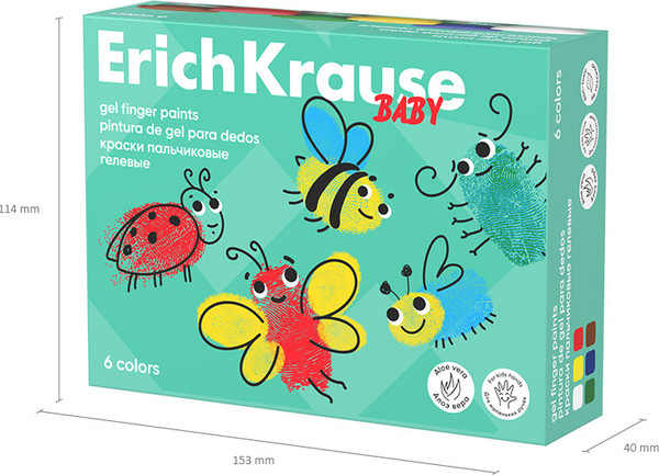 Изображение товара Пальчиковые краски Erich Krause Baby с Алоэ Вера / 61398 (6цв)