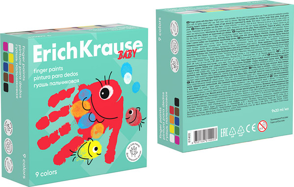 Изображение товара Пальчиковые краски Erich Krause Baby с Алоэ Вера / 61400 (9цв)