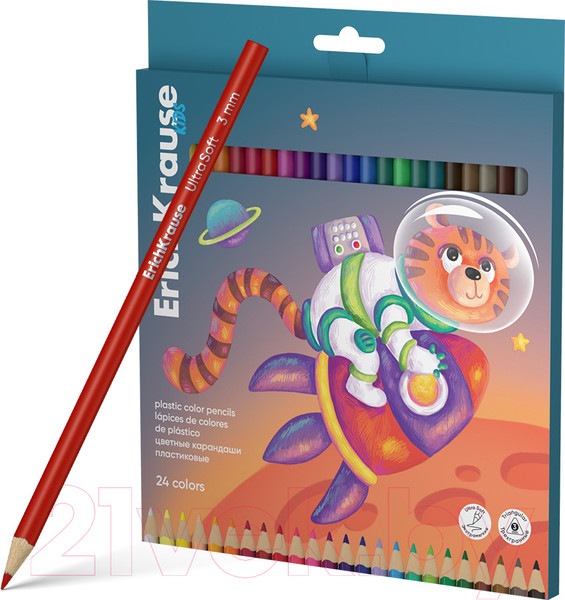 Изображение товара Набор цветных карандашей Erich Krause Kids Space Animals / 61784 (24цв)