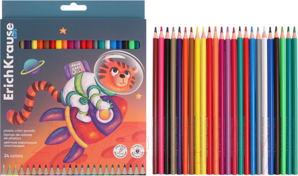 Изображение товара Набор цветных карандашей Erich Krause Kids Space Animals / 61784 (24цв)