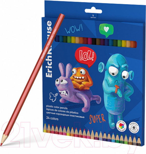 Изображение товара Набор цветных карандашей Erich Krause Jolly Friends / 61800 (24цв)