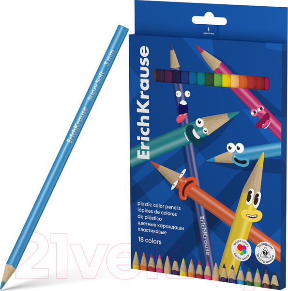 Изображение товара Набор цветных карандашей Erich Krause Color Friends / 61805 (18цв)