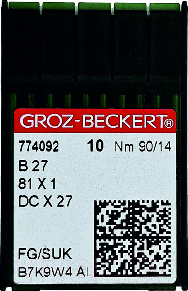 Изображение товара Набор игл для промышленной швейной машины Groz-Beckert DCx27 90 SUK GB-10 (для высокоэластичных тканей)