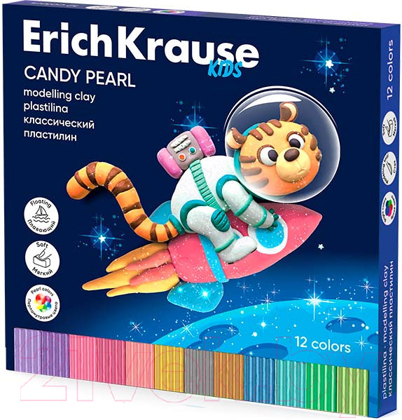 Изображение товара Пластилин Erich Krause Kids Space Animals Candy Pearl / 61336 (12цв)