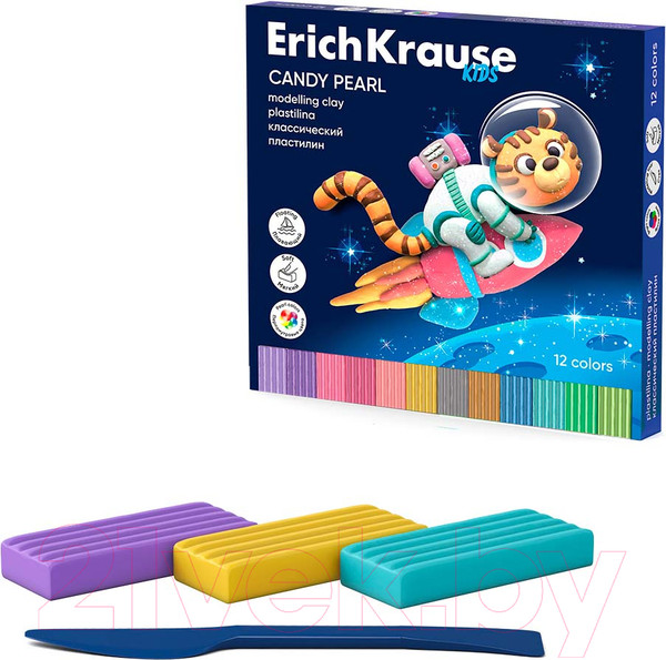 Изображение товара Пластилин Erich Krause Kids Space Animals Candy Pearl / 61336 (12цв)