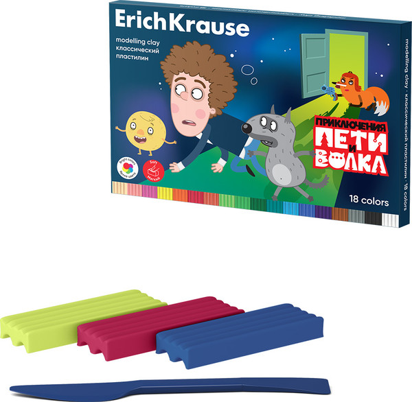 Изображение товара Пластилин Erich Krause Приключения Пети и Волка / 61073 (18цв)