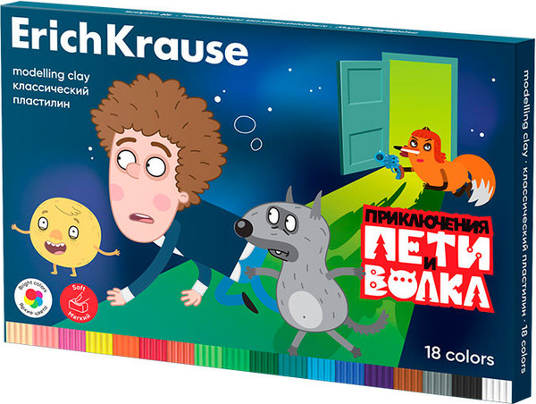 Изображение товара Пластилин Erich Krause Приключения Пети и Волка / 61073 (18цв)