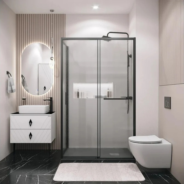 Изображение товара Душевая стенка Grossman Style 90x195 / 200.K33.05.90.21.02 (черный матовый/стекло шиншилла)