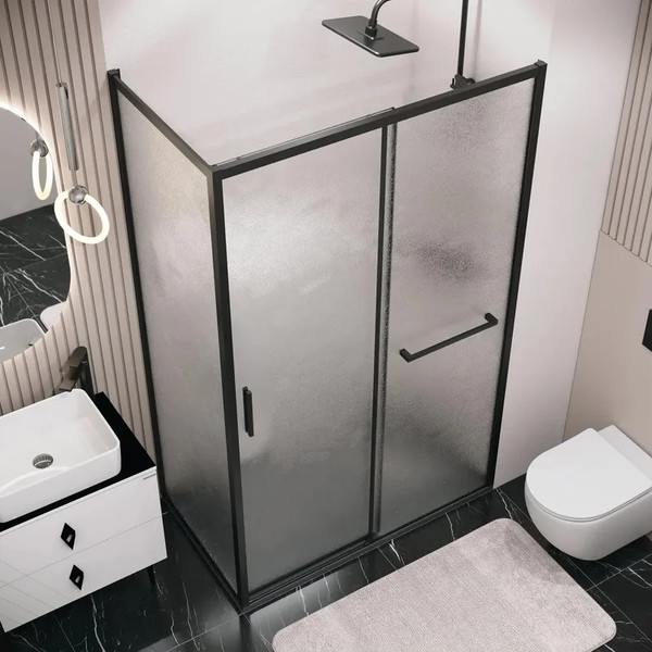 Изображение товара Душевая стенка Grossman Style 90x195 / 200.K33.05.90.21.02 (черный матовый/стекло шиншилла)