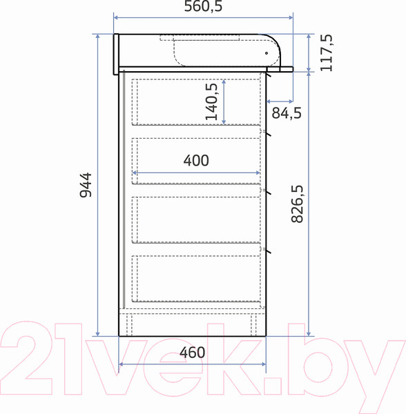 Изображение товара Комод пеленальный Pituso Optimum ЛДСП (дуб сонома)