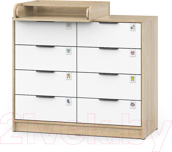 Изображение товара Комод пеленальный Pituso Optimum ЛДСП (дуб сонома/белый)
