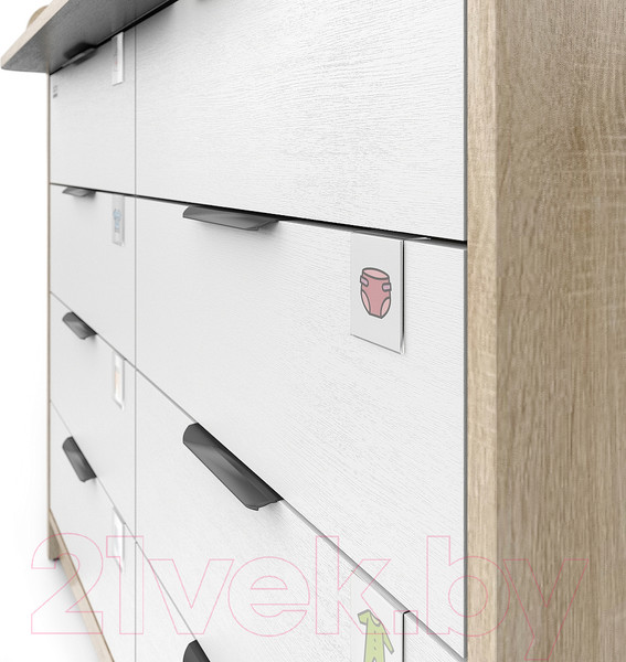 Изображение товара Комод пеленальный Pituso Optimum ЛДСП (дуб сонома/белый)