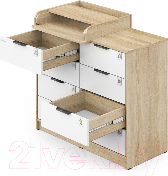 Изображение товара Комод пеленальный Pituso Optimum ЛДСП (дуб сонома/белый)
