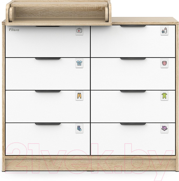 Изображение товара Комод пеленальный Pituso Optimum ЛДСП (дуб сонома/белый)
