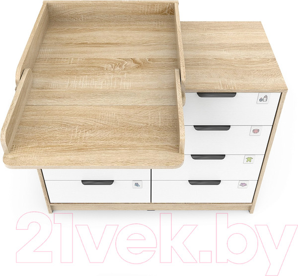 Изображение товара Комод пеленальный Pituso Optimum ЛДСП (дуб сонома/белый)