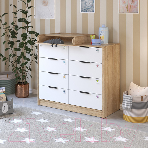 Изображение товара Комод пеленальный Pituso Optimum ЛДСП (дуб сонома/белый)