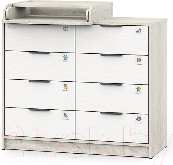 Изображение товара Комод пеленальный Pituso Optimum ЛДСП (сосна касцина/белый премиум)