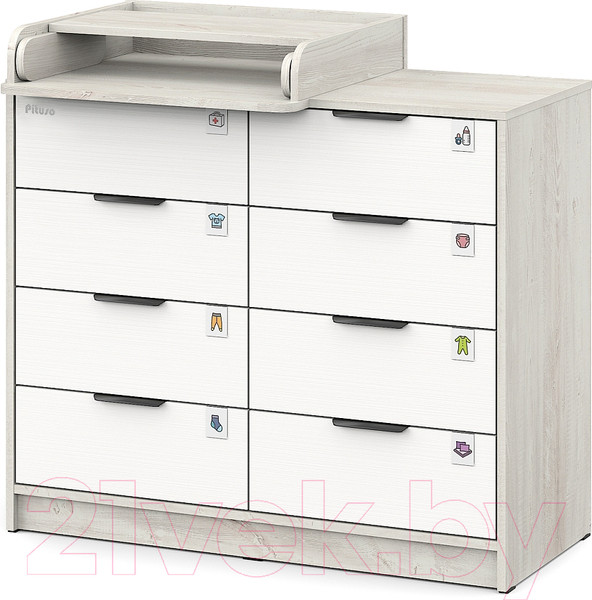 Изображение товара Комод пеленальный Pituso Optimum ЛДСП (сосна касцина/белый премиум)