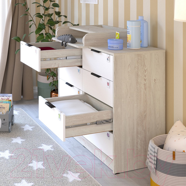 Изображение товара Комод пеленальный Pituso Optimum ЛДСП (сосна касцина/белый премиум)