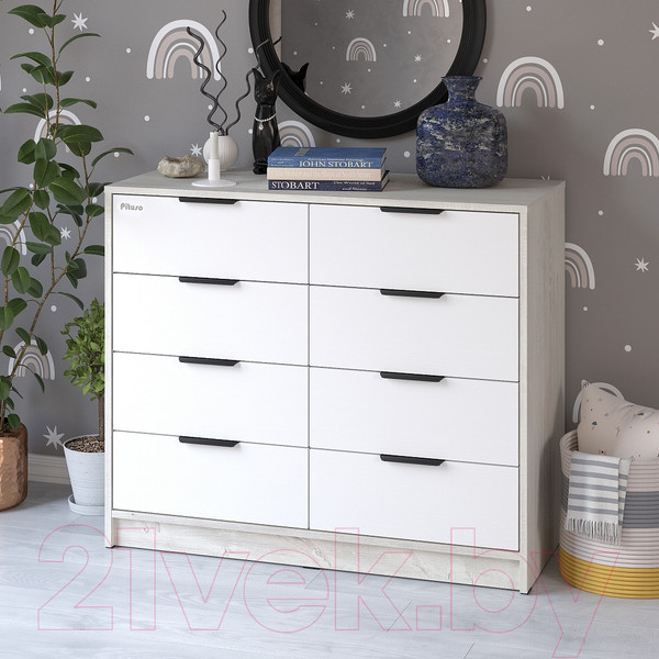 Изображение товара Комод пеленальный Pituso Optimum ЛДСП (сосна касцина/белый премиум)