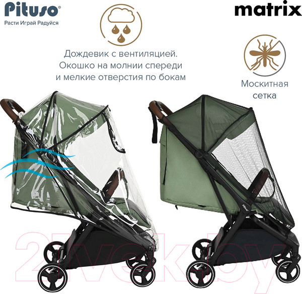 Изображение товара Детская прогулочная коляска Pituso Matrix / A19 (Emerald Mood)
