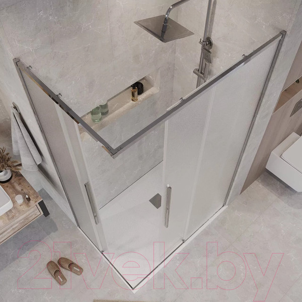 Изображение товара Душевая дверь Grossman Galaxy 120x195 / 1/2.K33.01.12.10.02 (хром/стекло шиншилла)