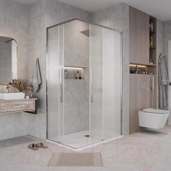 Изображение товара Душевая дверь Grossman Galaxy 90x195 / 1/2.K33.01.90.10.02 (хром/стекло шиншилла)