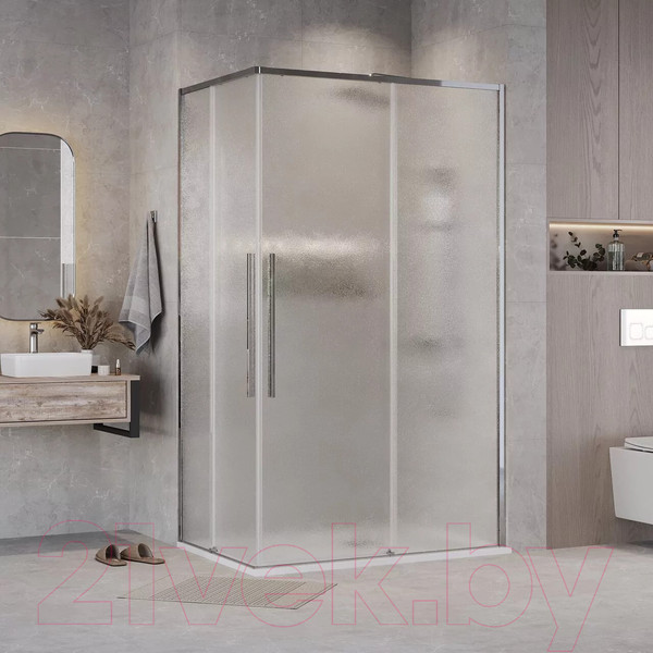 Изображение товара Душевая дверь Grossman Galaxy 90x195 / 1/2.K33.01.90.10.02 (хром/стекло шиншилла)