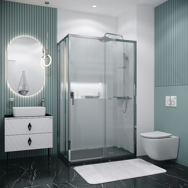 Изображение товара Душевой уголок Grossman Style 100x90x195 / 120.K33.05.1090.10.02 (хром/стекло шиншилла)