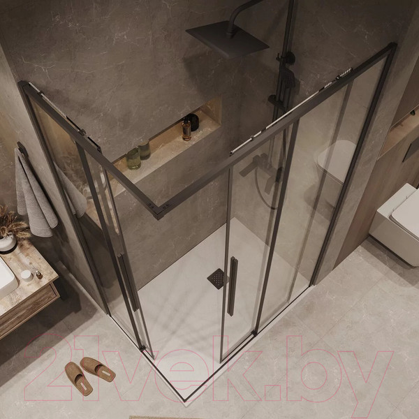 Изображение товара Душевая дверь Grossman Galaxy 120x195 / 1/2.K33.01.12.21.00 (черный матовый/стекло прозрачное)