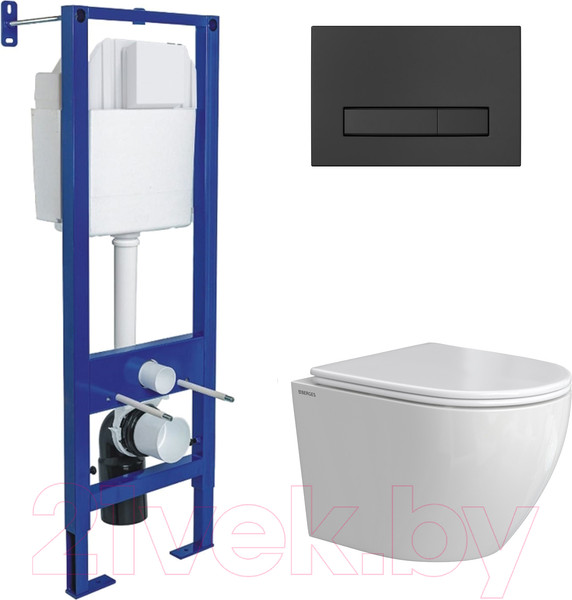 Изображение товара Унитаз подвесной с инсталляцией Berges Okus Rimless / 043393 (с сиденьем)