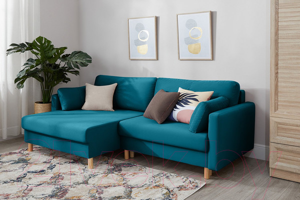 Изображение товара Диван угловой Mio Tesoro Дублин 497 (аквамарин 1102)