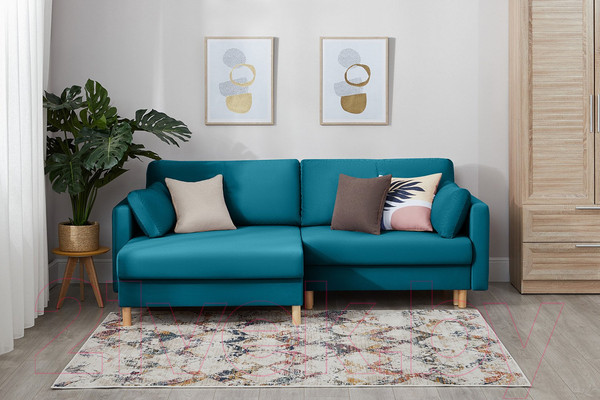 Изображение товара Диван угловой Mio Tesoro Дублин 497 (аквамарин 1102)