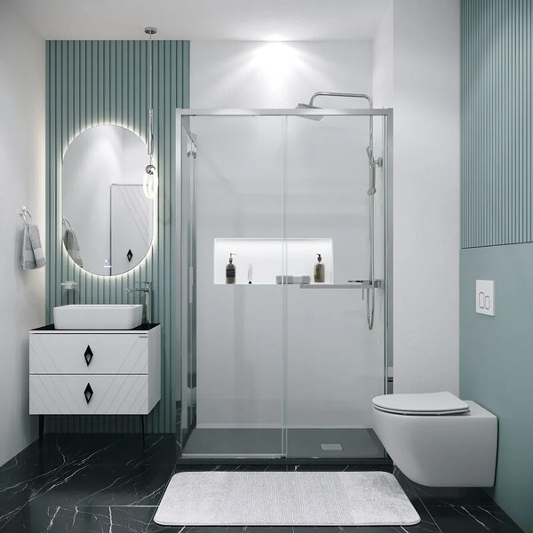 Изображение товара Душевой уголок Grossman Style 100x90x195 / 120.K33.05.1090.10.00 (хром/прозрачное стекло)