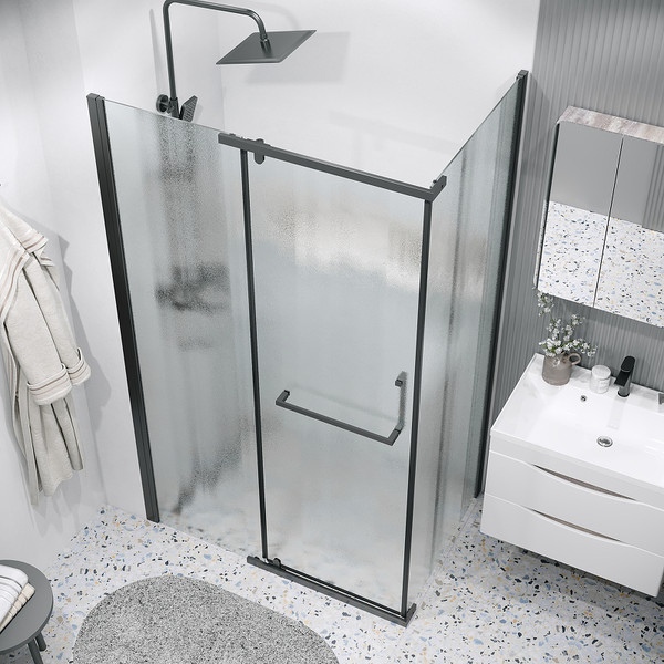 Изображение товара Душевой уголок Grossman Pragma 100x80x195 / 120.K33.03.1080.21.02 (черный матовый/стекло шиншилла)