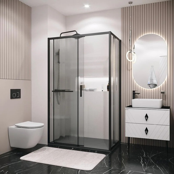 Изображение товара Душевой уголок Grossman Style 130x80x195 / 120.K33.05.1380.21.02 (черный матовый/стекло шиншилла)