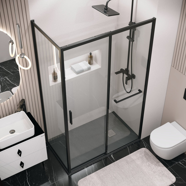 Изображение товара Душевой уголок Grossman Style 110x70x195 / 120.K33.05.1170.21.00 (черный матовый/прозрачное стекло)