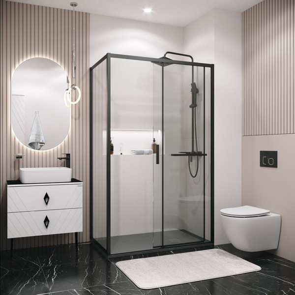 Изображение товара Душевой уголок Grossman Style 110x70x195 / 120.K33.05.1170.21.00 (черный матовый/прозрачное стекло)