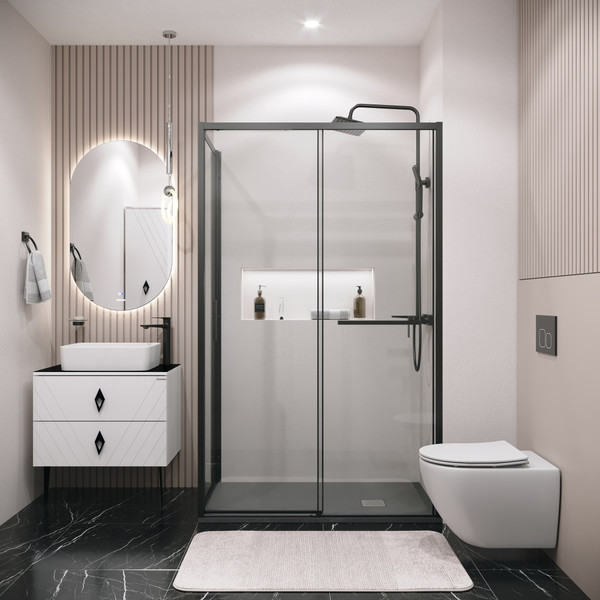 Изображение товара Душевой уголок Grossman Style 110x70x195 / 120.K33.05.1170.21.00 (черный матовый/прозрачное стекло)