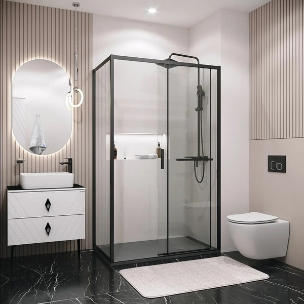 Изображение товара Душевой уголок Grossman Style 110x80x195 / 120.K33.05.1180.21.00 (черный матовый/прозрачное стекло)