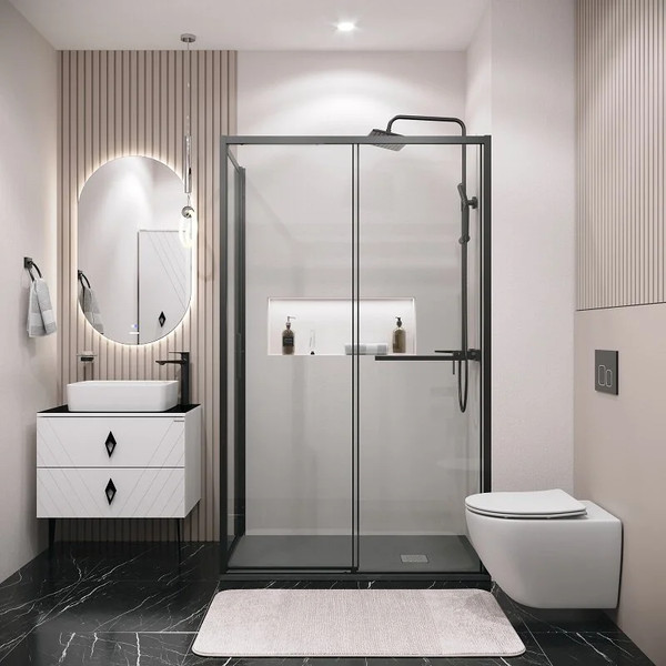 Изображение товара Душевой уголок Grossman Style 130x70x195 / 120.K33.05.1370.21.00 (черный матовый/прозрачное стекло)