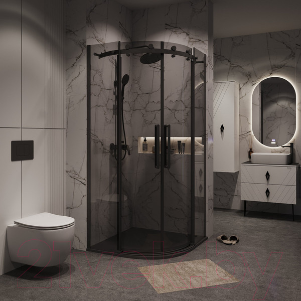 Изображение товара Душевой уголок Grossman Classic 90x90x195 / 301.K33.04.9090.21.10 (черный матовый/тонированное стекло)