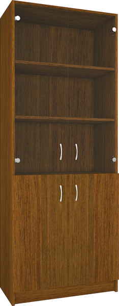 Изображение товара Стеллаж МДК СЛШ5 широкий с 2 дверьми и стеклом 780x386x2000 (орех гварнели)