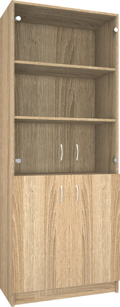 Изображение товара Стеллаж МДК СЛШ5 широкий с 2 дверьми и стеклом 780x386x2000 (дуб сонома)