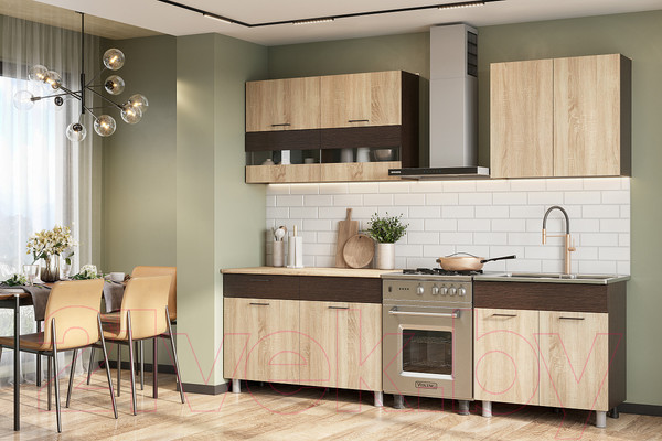Изображение товара Кухонный гарнитур Mio Tesoro Босфор 2000 (дуб венге/дуб сонома)