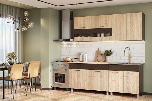 Изображение товара Кухонный гарнитур Mio Tesoro Босфор 2000 (дуб венге/дуб сонома)