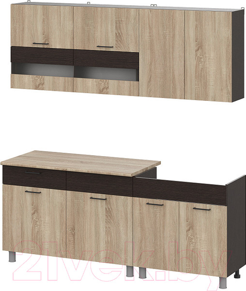 Изображение товара Кухонный гарнитур Mio Tesoro Босфор 2000 (дуб венге/дуб сонома)